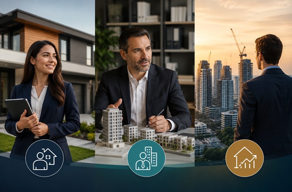 Real estate professional lists agents, brokers, investors compared